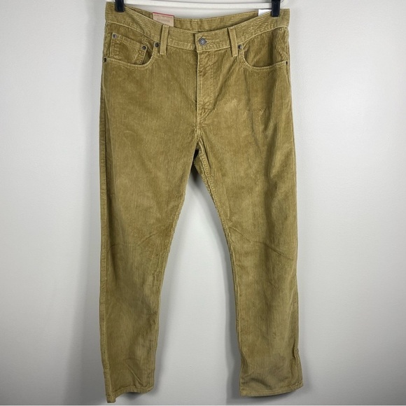 Levis Women Straight Leg 32x30 Corduroy Tan Stretch High Rise Retro Classic Pant - Picture 1 of 10